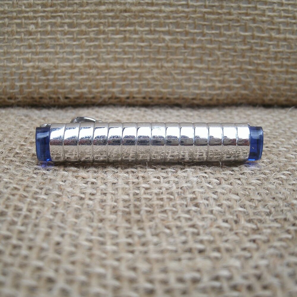 Vintage Anson Silver & Blue Acrylic Tie Bar